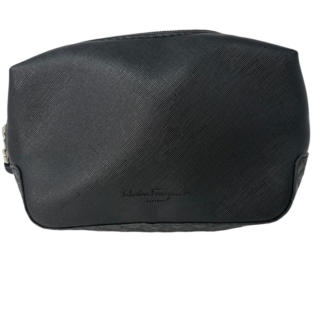 Salvatore Ferragamo Parfums for EVA Air Black Saffiano Cosmetic Travel Bag